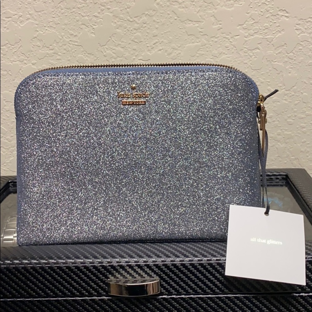 Kate Spade Glitter Cosmetic Pouch Case Clutch
